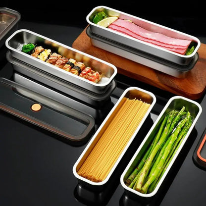 Stainless Steel Refrigerator Storage Tray with Lid