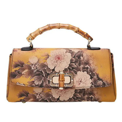 Johnature Vintage Floral Satchel Handbag