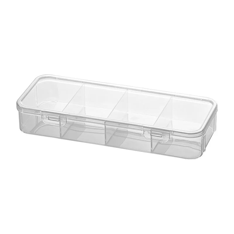 4-Slot Clear Plastic Desktop Organizer with Lid