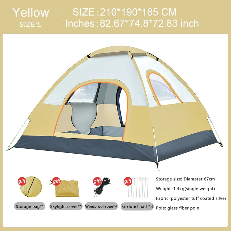Automatic 4-Season Family Camping Tent for 3–4 People