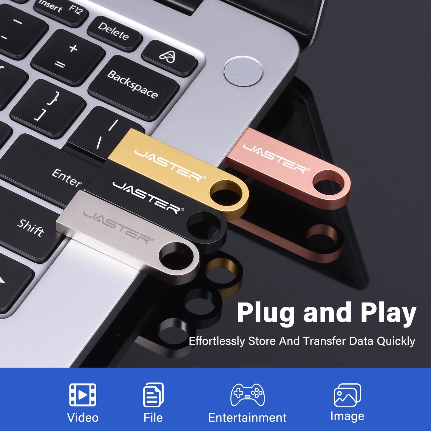 Waterproof Metal USB 2.0 Flash Drive with Keychain