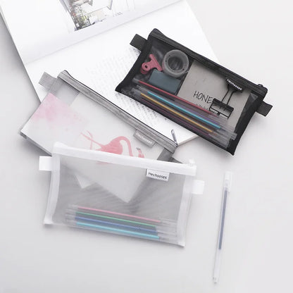 Large Capacity Transparent Mesh Pencil Case