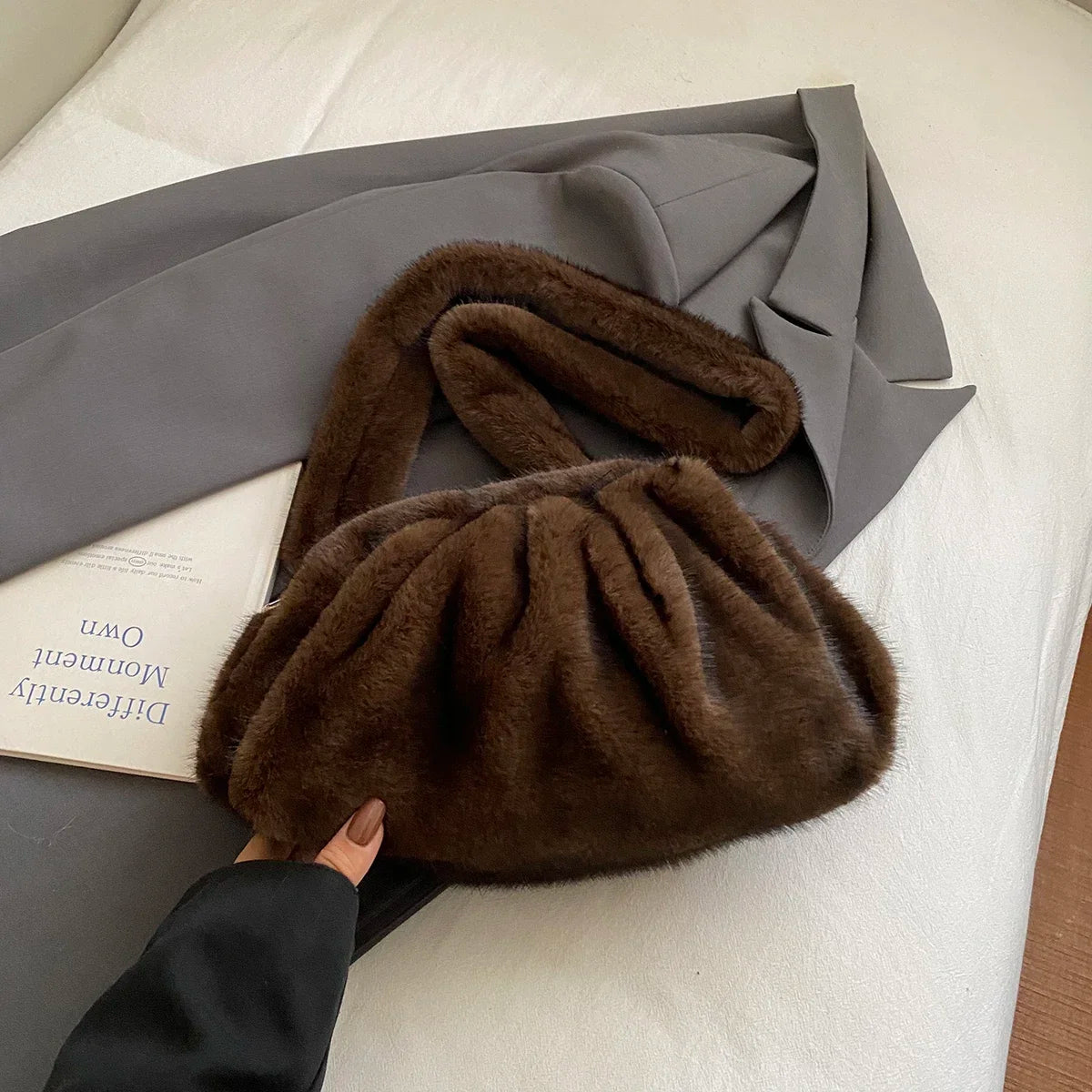 Women’s Faux Fur Cloud Shoulder Bag