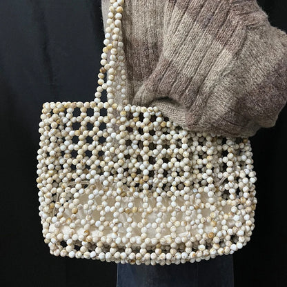 Handmade Pearl Beaded Shoulder Handbag