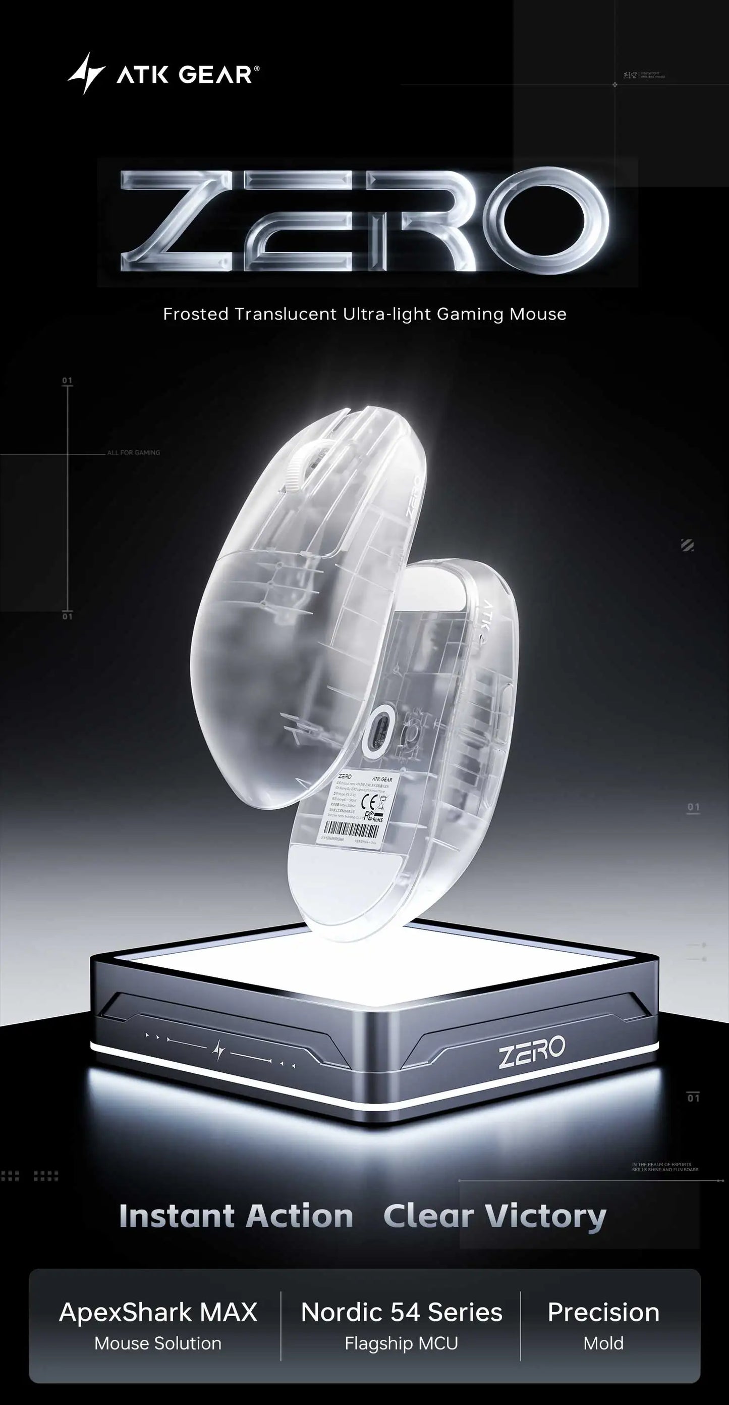 39g Wireless 8K Gaming Mouse with PAW3950 Ultra Sensor