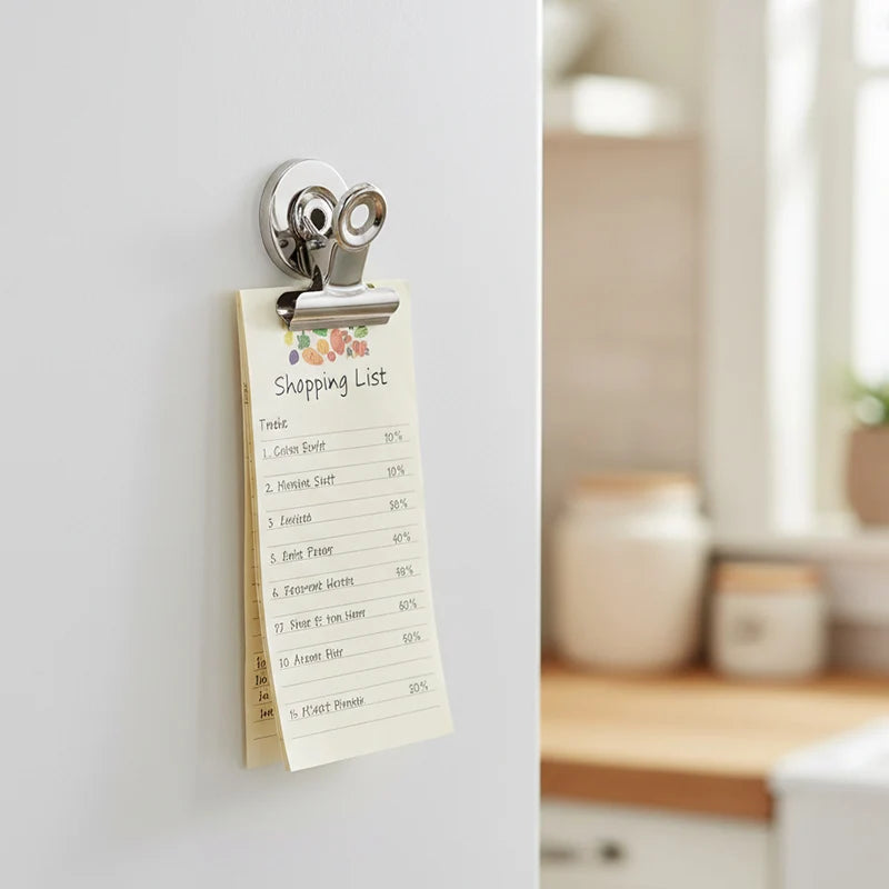 Heavy-Duty Stainless Steel Magnetic Memo Clips for Home & Office