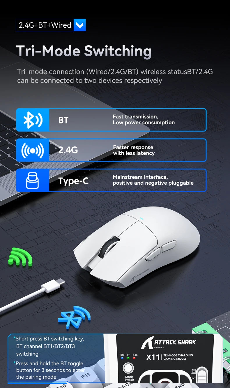 Ultra-Light RGB Gaming Mouse with PAW3311 Sensor & Magnetic Charging