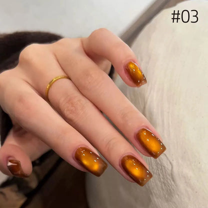 Brown Gold Cat Eye Gel Nail Polish