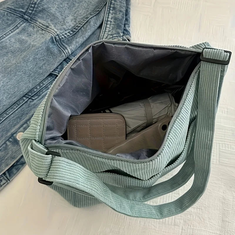 Corduroy Half Moon Shoulder Bag
