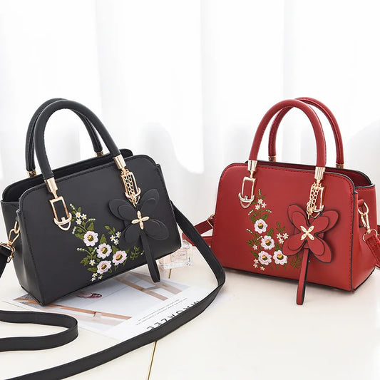 Floral Embroidered Large Capacity Tote Bag