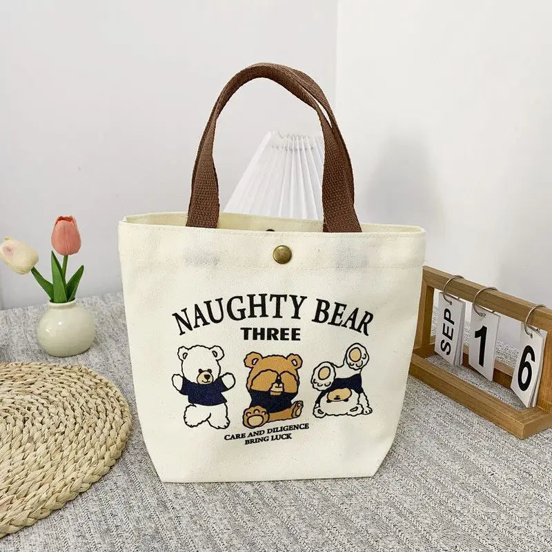 Cute Bear Canvas Mini Tote Bag