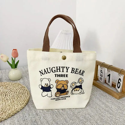 Cute Bear Canvas Mini Tote Bag