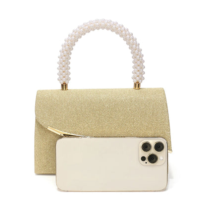 Metal Pearl Glitter Evening Clutch Bag