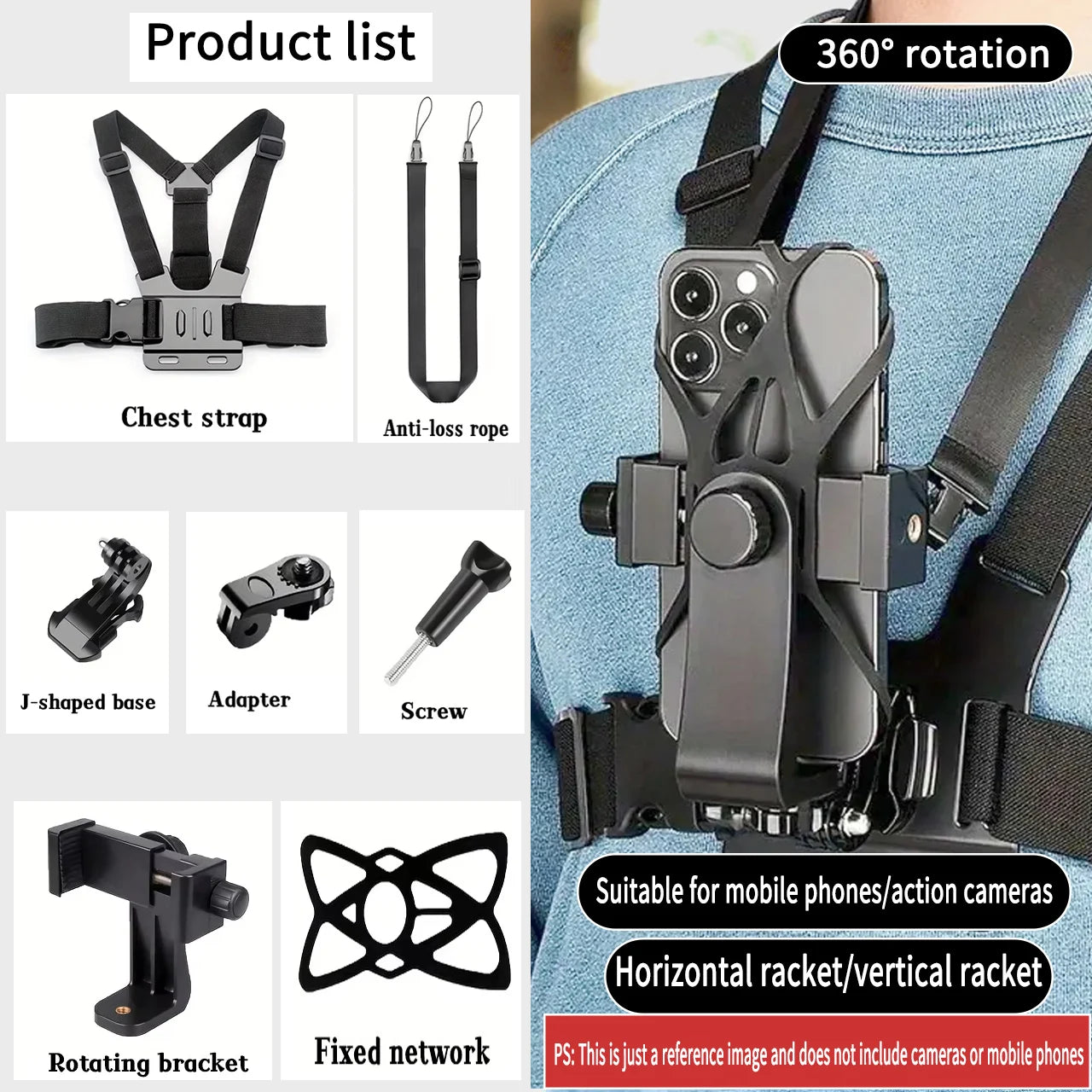 Adjustable Chest Mount for Action Cameras & Phones