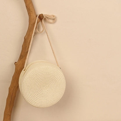 Handwoven Round Straw Crossbody Bag