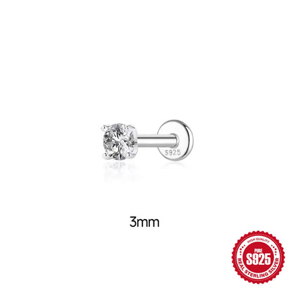 925 Sterling Silver Round Moissanite Stud Earring