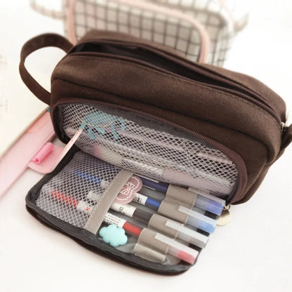 Large Capacity Canvas Pencil Case