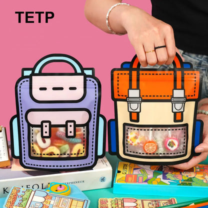 Tetp 50Pcs Schoolbag Candy Bags With Transparent Window