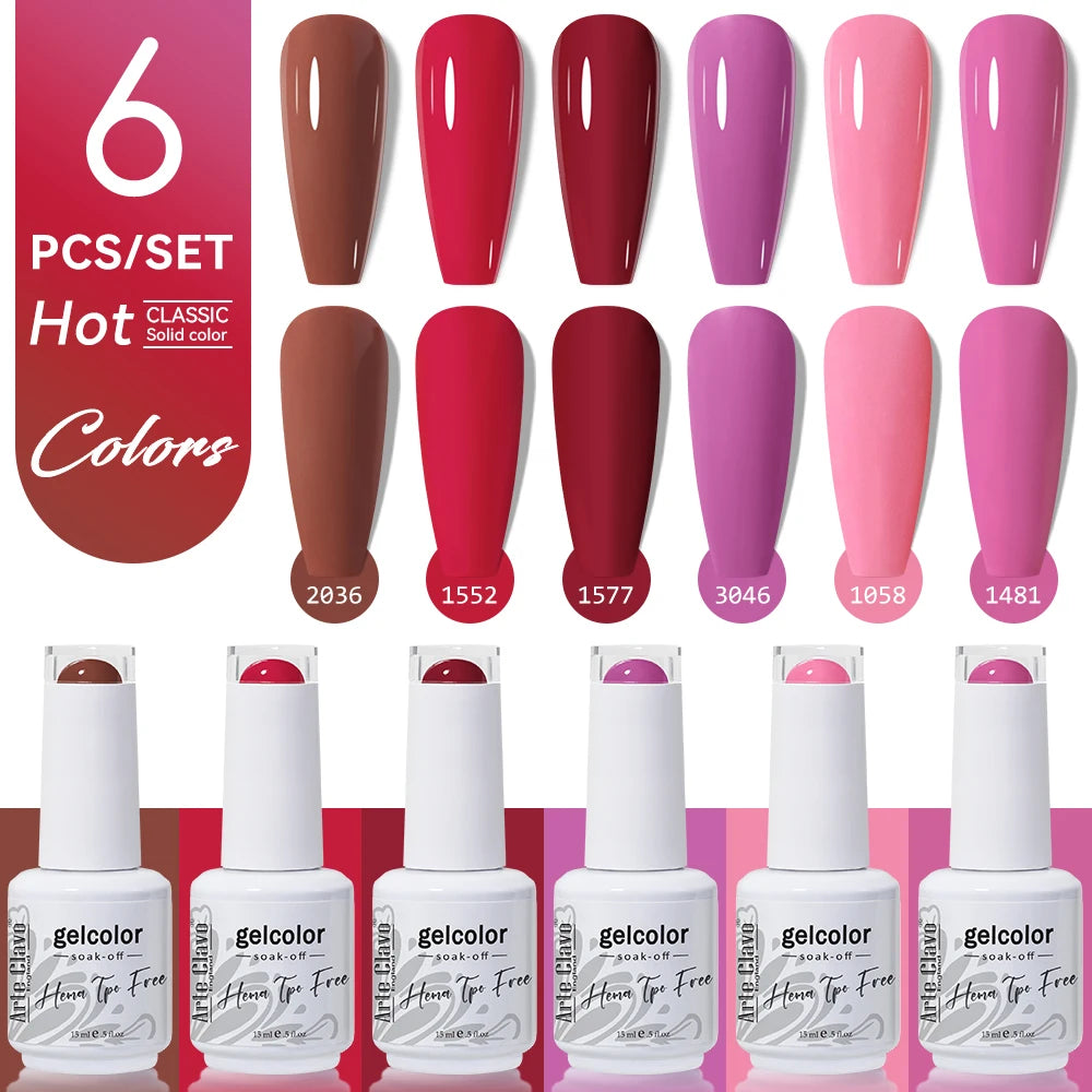 Arte Clavo 6PCS HEMA & TPO Free Gel Nail Polish Set