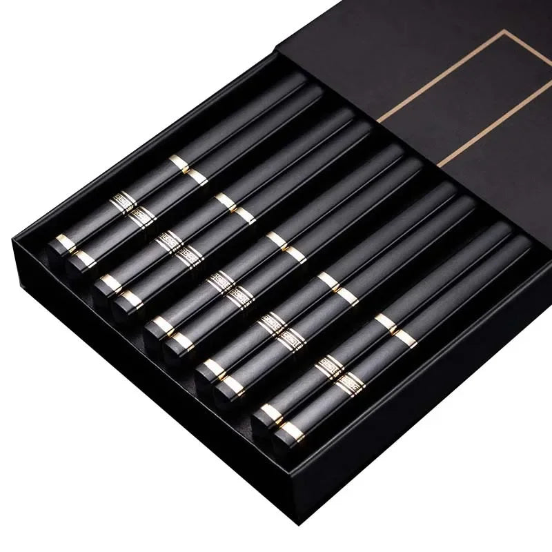 5 Pairs Stainless Steel Non-Slip Chopsticks Set