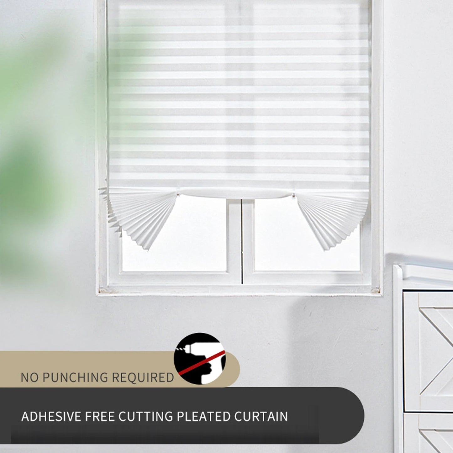 Self-Adhesive Pleated Blackout Window Blind