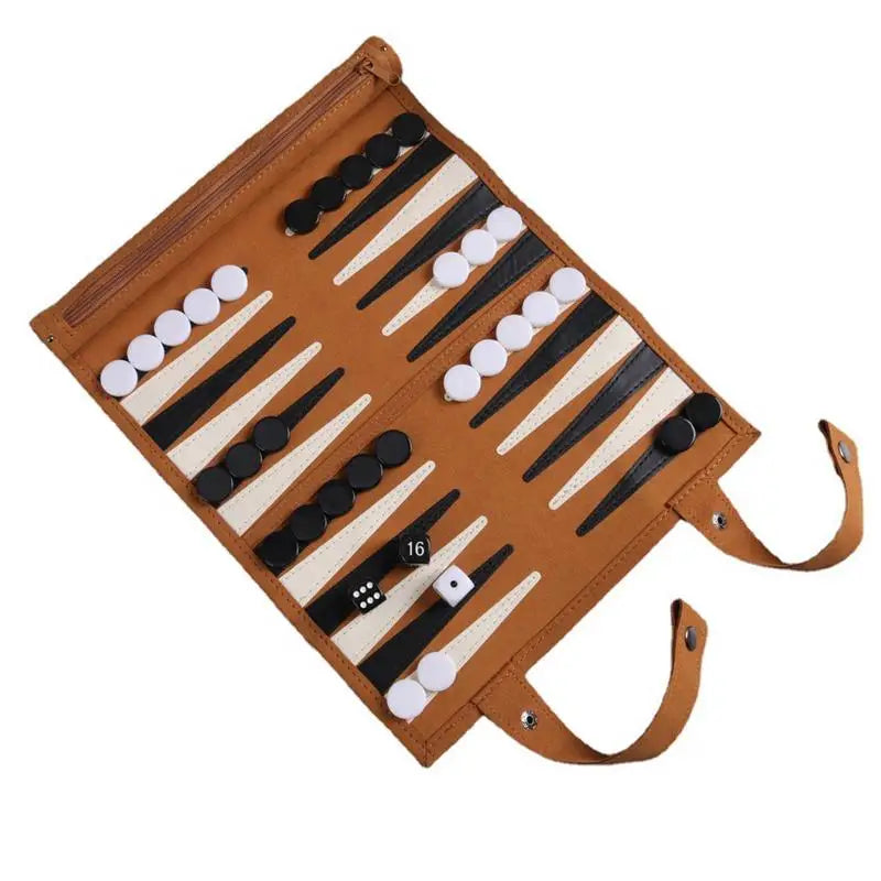 Roll-Up Leather Backgammon Set
