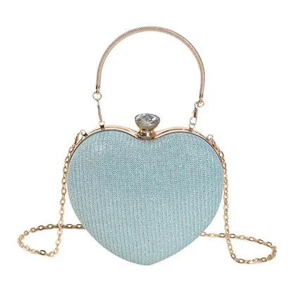 Heart-Shaped Evening Clutch Bag with Chain Strap