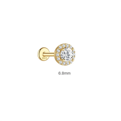 925 Sterling Silver Round Moissanite Stud Earring