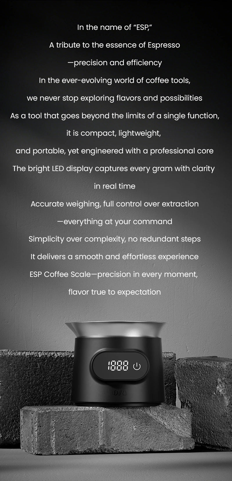 USB Rechargeable Coffee Scale with Stainless Steel Cup