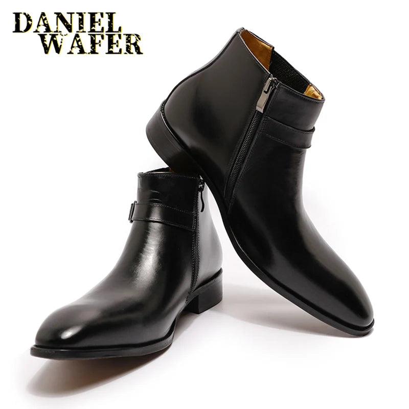 Real Leather Men's Ankle Boots