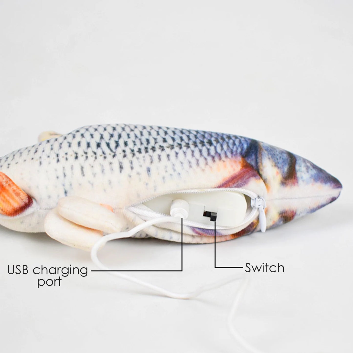 USB Rechargeable Interactive Floppy Fish Cat Toy