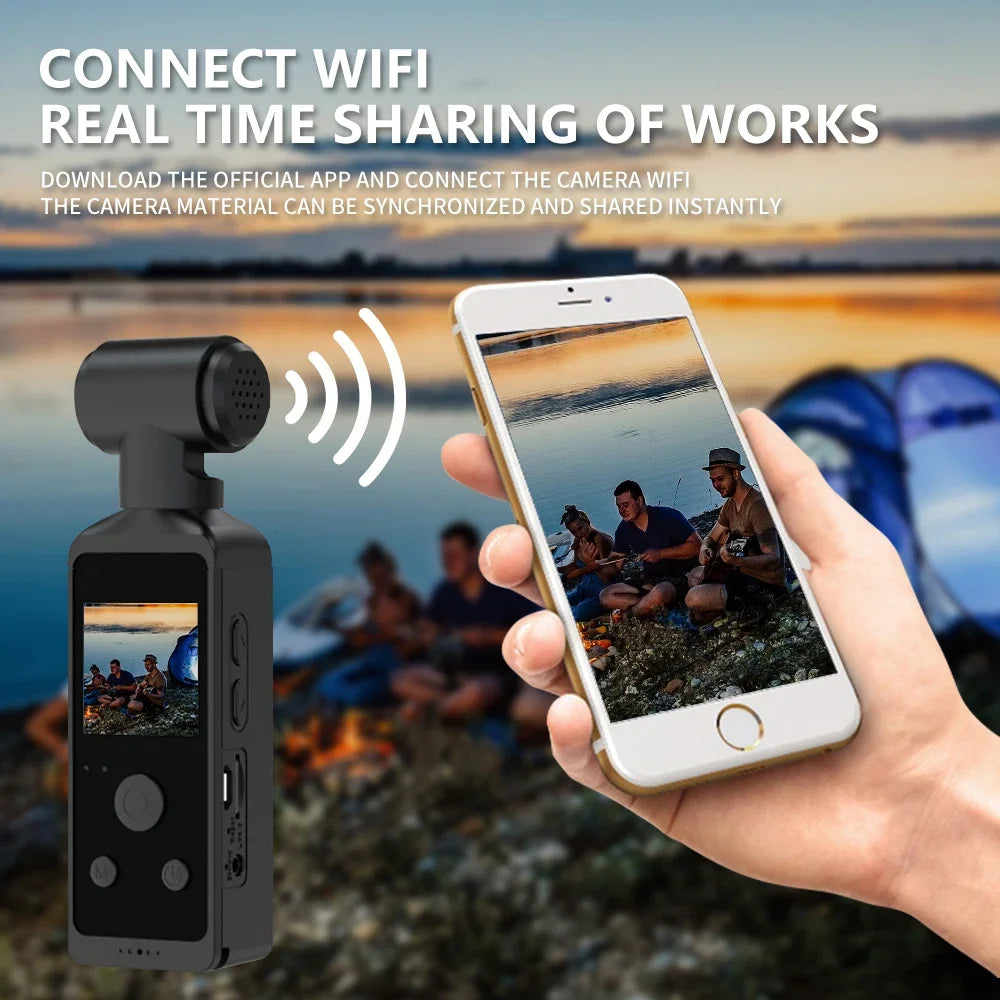 4K HD Pocket 270° Rotatable Wifi Mini Sports Camera with Waterproof Case