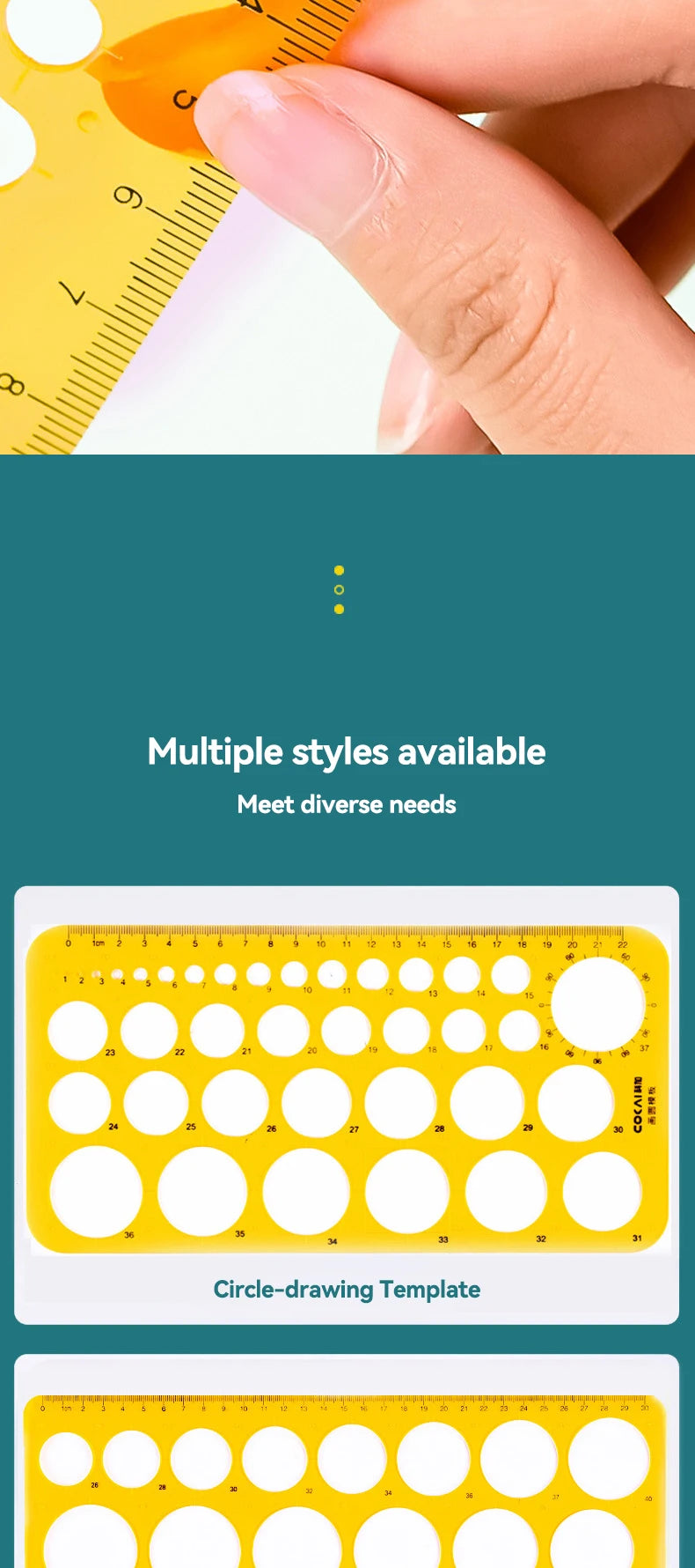 Circle & Oval Geometry Template Ruler Set