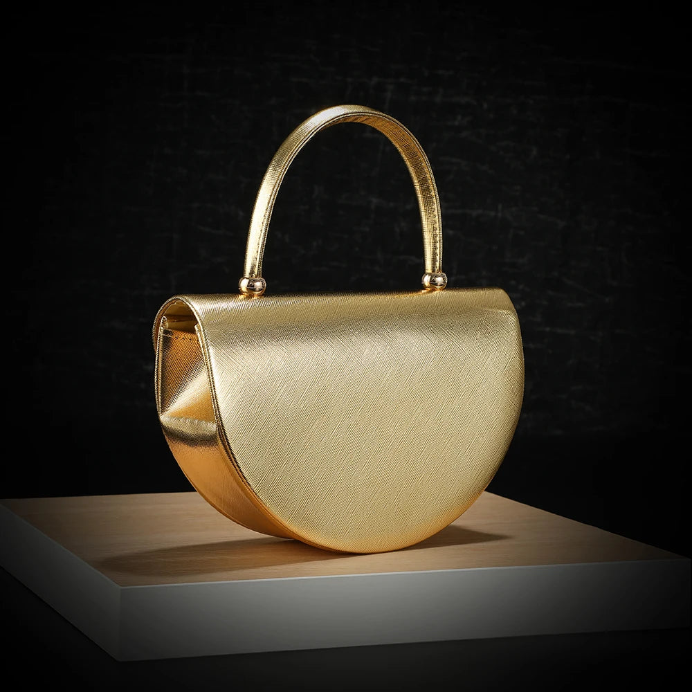 Half Moon Handbag – Shiny Evening Chain Shoulder Bag