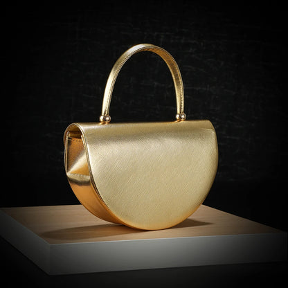Half Moon Handbag – Shiny Evening Chain Shoulder Bag