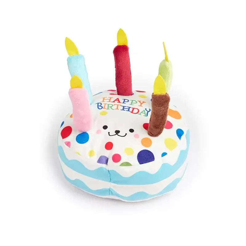 Birthday Cake Plush Dog Toy with Squeaker