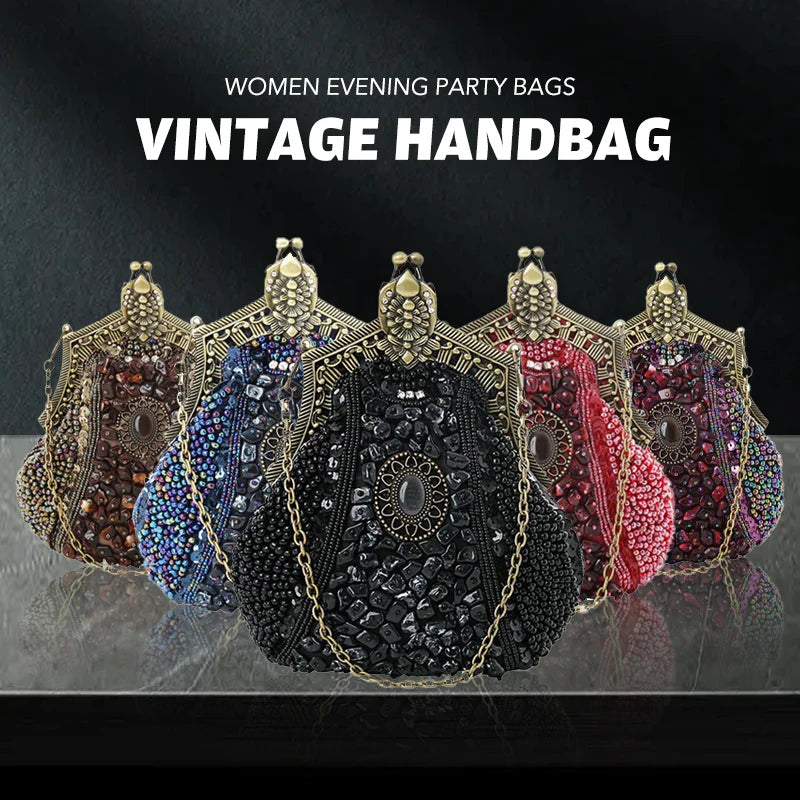 Vintage Beaded Evening Clutch Bag