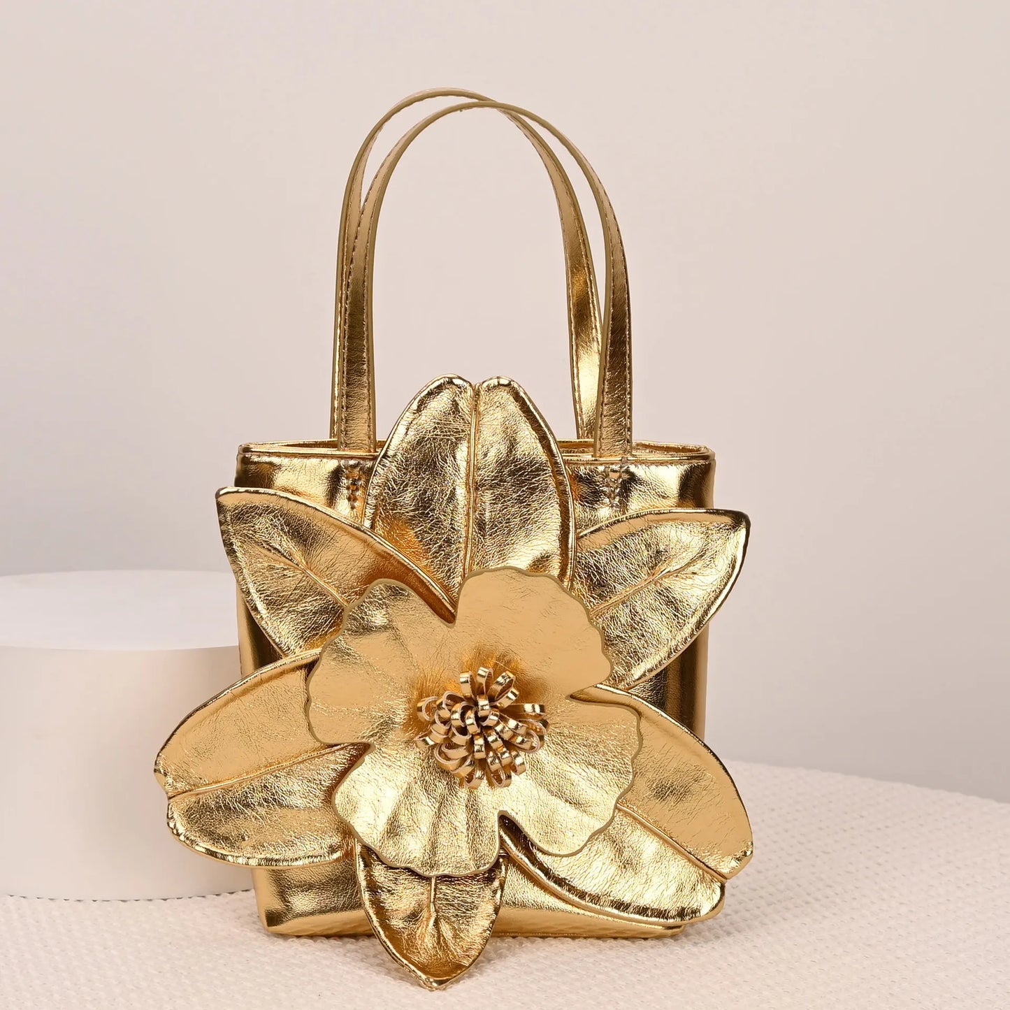 3D Floral PU Leather Bucket Handbag