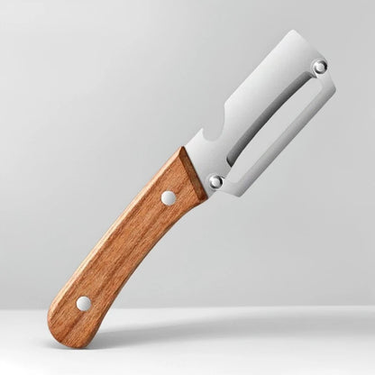 3-in-1 Stainless Steel Vegetable & Fruit Peeler with Oak Handle
