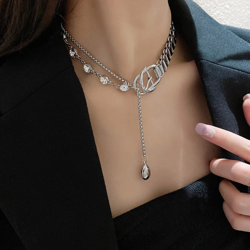 Geometric Crystal Choker Pendant Necklace