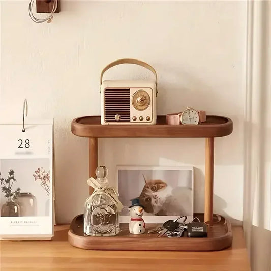 2-Tier Wooden Desktop Storage Shelf Organizer