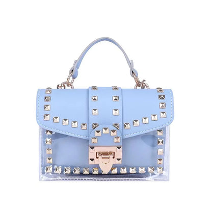Studded Graffiti Crossbody Satchel Bag