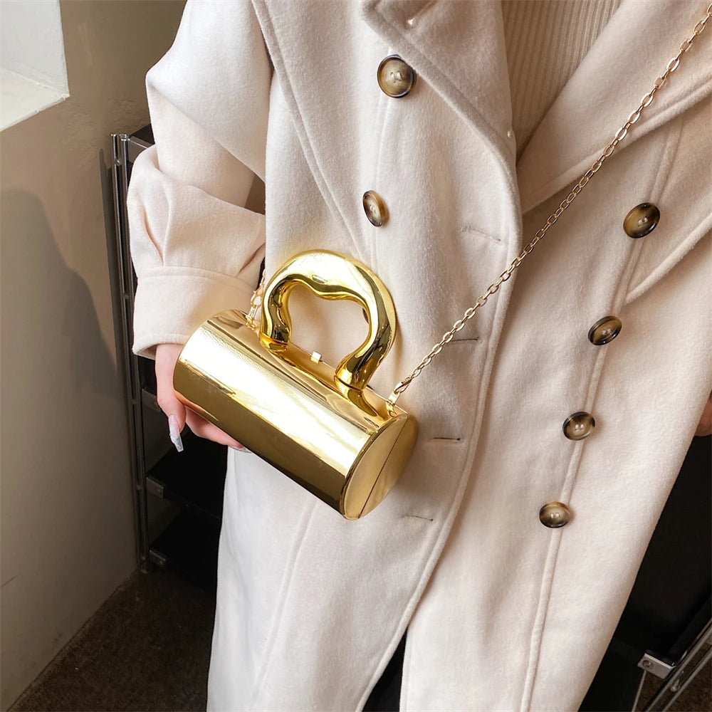 Golden Cylinder Evening Clutch