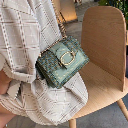 Chic Mini Plaid Tweed Crossbody Bag