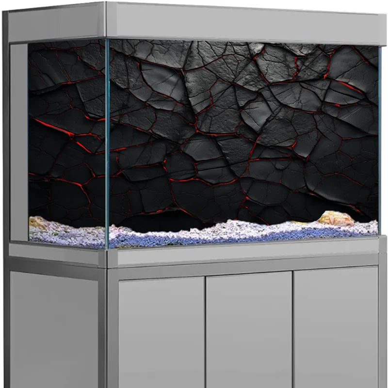 3D Black Stone Self-Adhesive Aquarium Background
