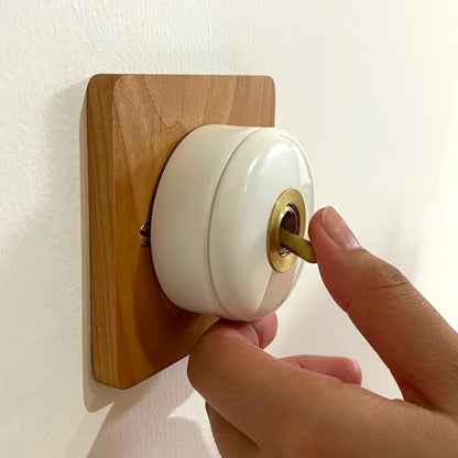 Retro Round Ceramic Toggle Wall Light Switch