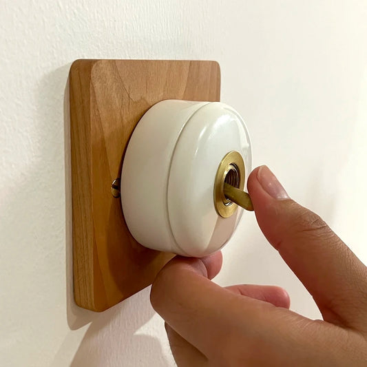 Retro Round Ceramic Toggle Wall Light Switch