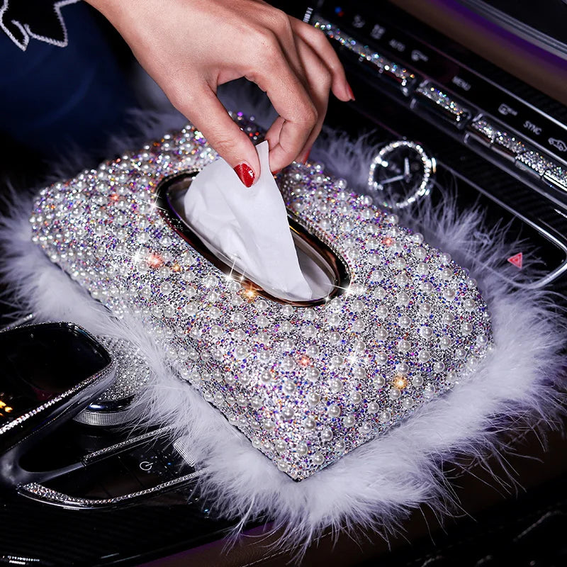 Luxury Pearl Diamond Tissue Box Holder