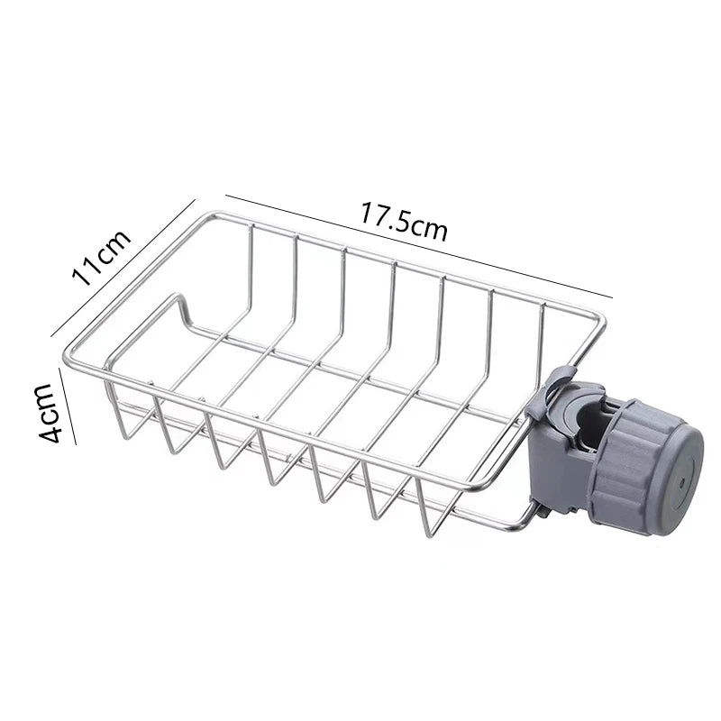 Kitchen Sink Faucet Sponge & Soap Organizer Rack