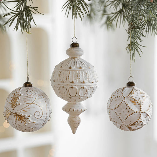 White & Gold Christmas Bauble Ornament